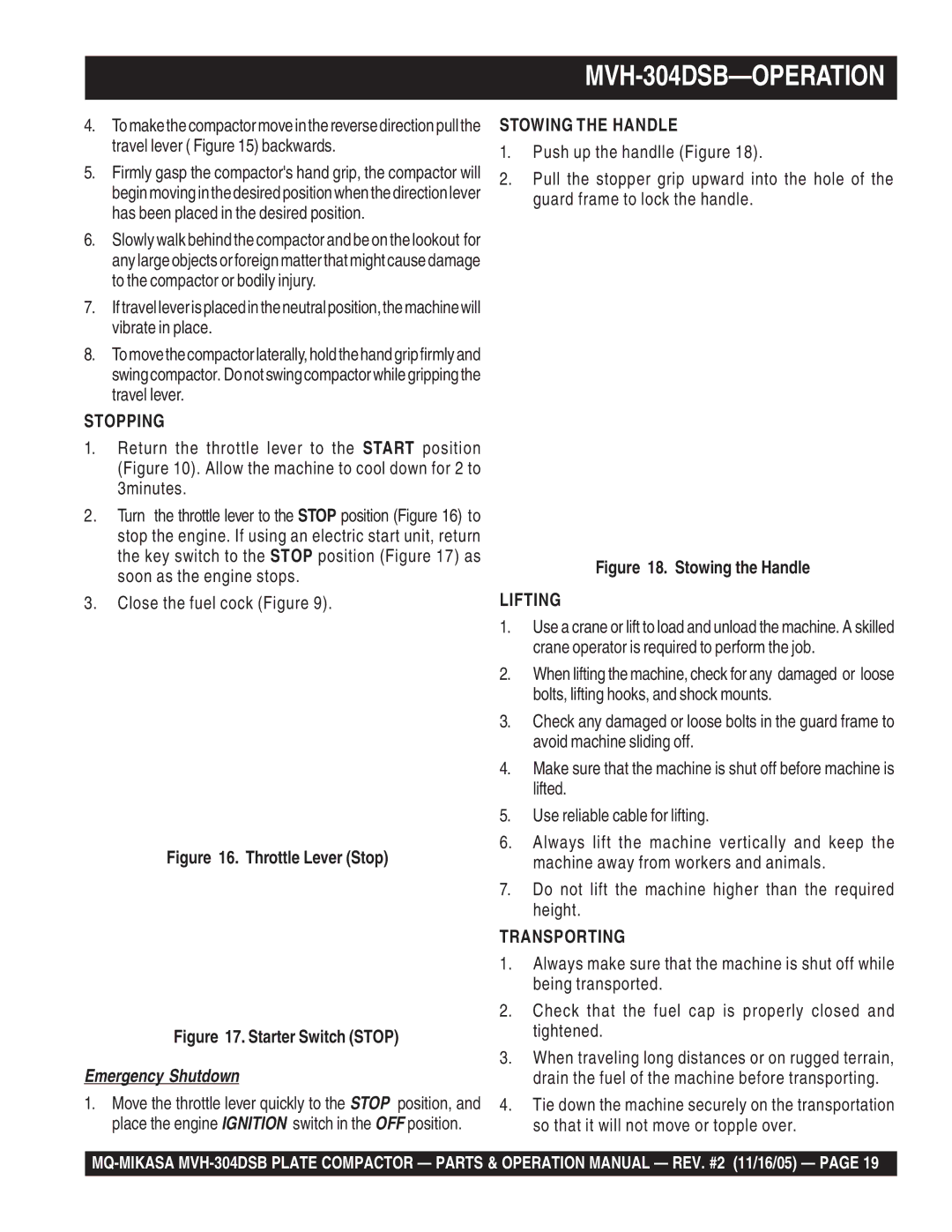 Multiquip operation manual MVH-304DSB-OPERATION 