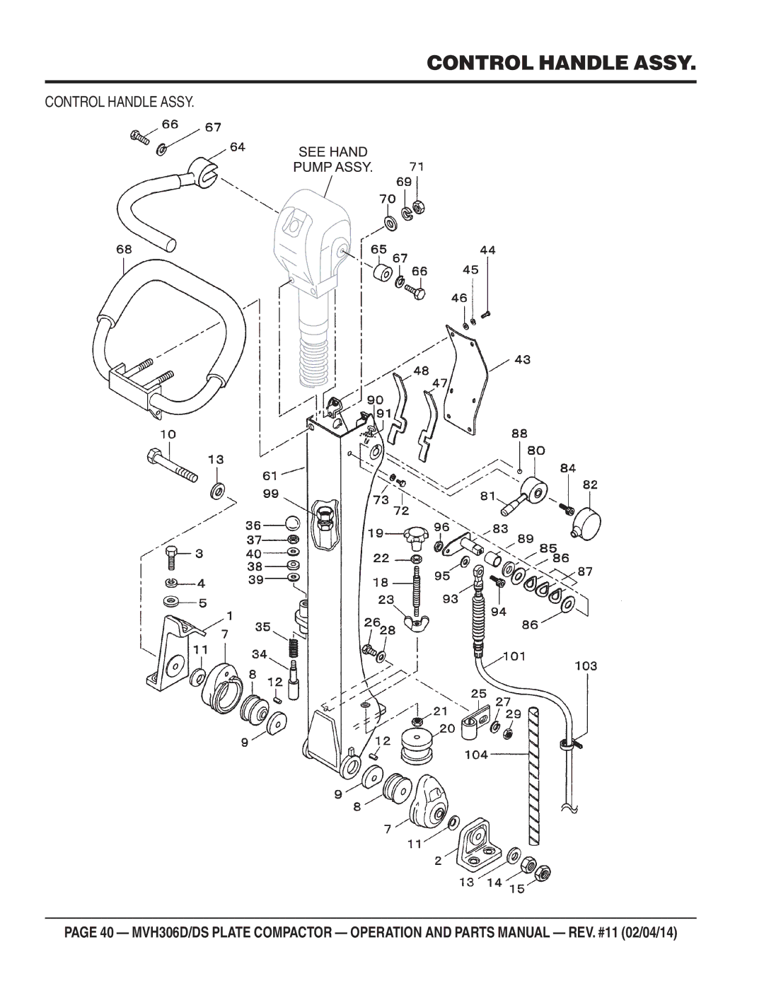 Multiquip MVH-306DS manual Control Handle Assy 