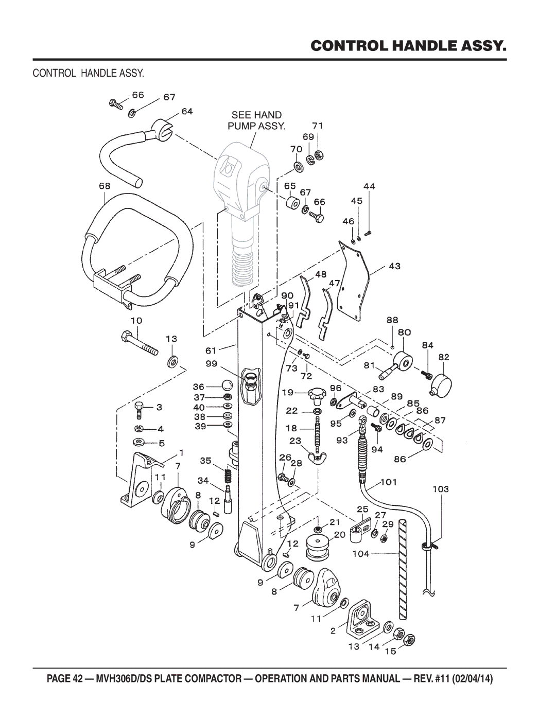 Multiquip MVH-306DS manual Control Handle Assy 