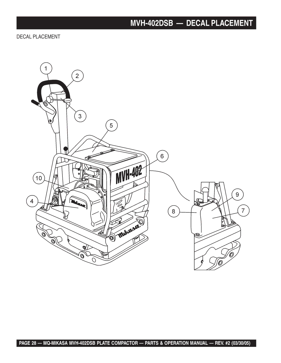 Multiquip manual MVH-402DSB Decal Placement 