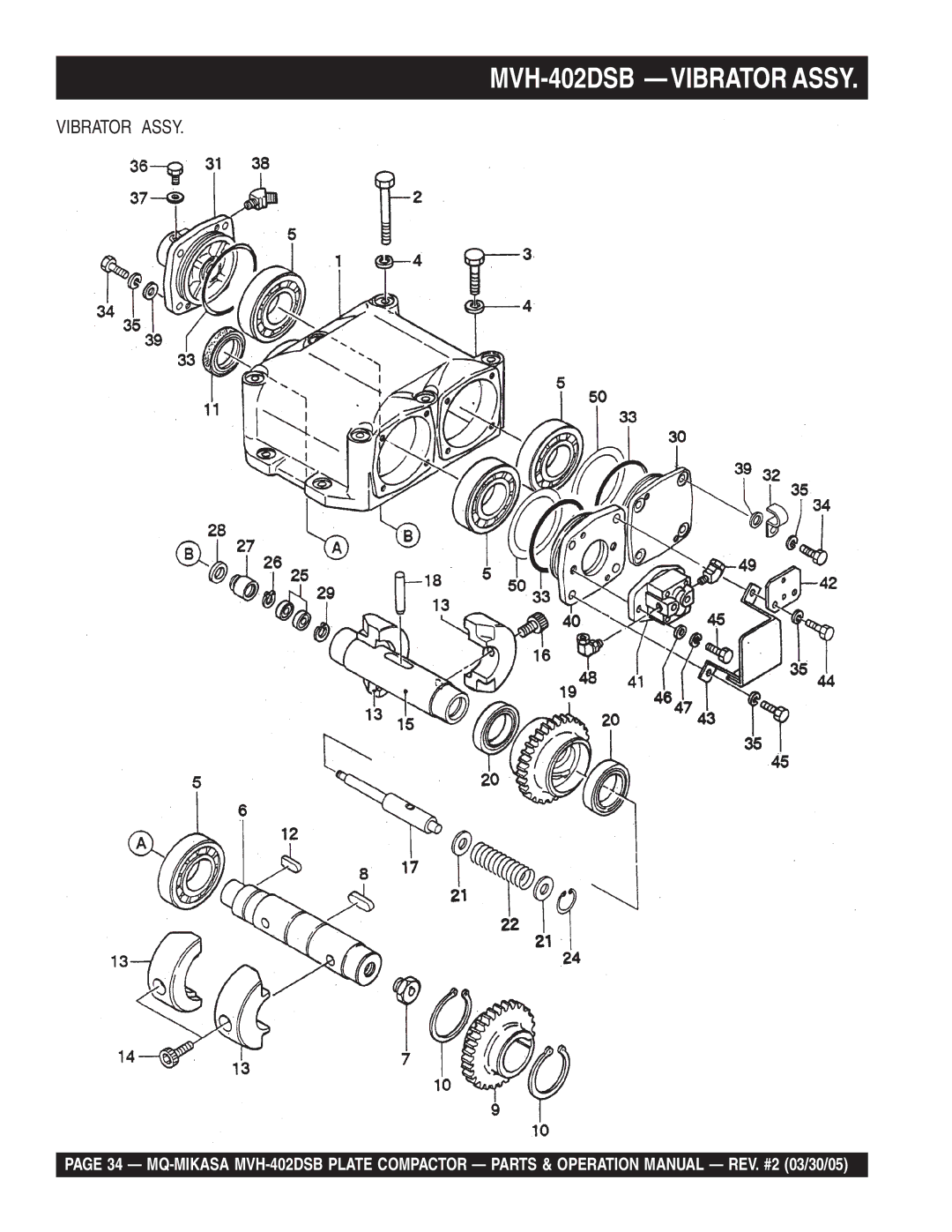 Multiquip manual MVH-402DSB -VIBRATOR Assy, Vibrator Assy 