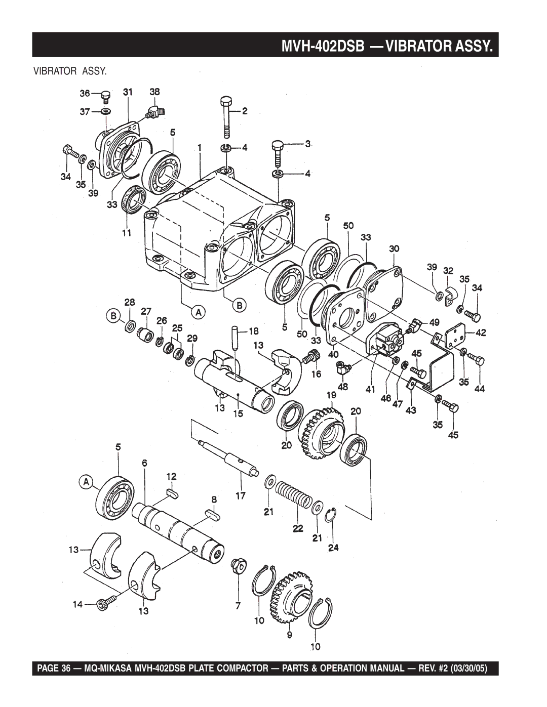 Multiquip manual MVH-402DSB -VIBRATOR Assy 