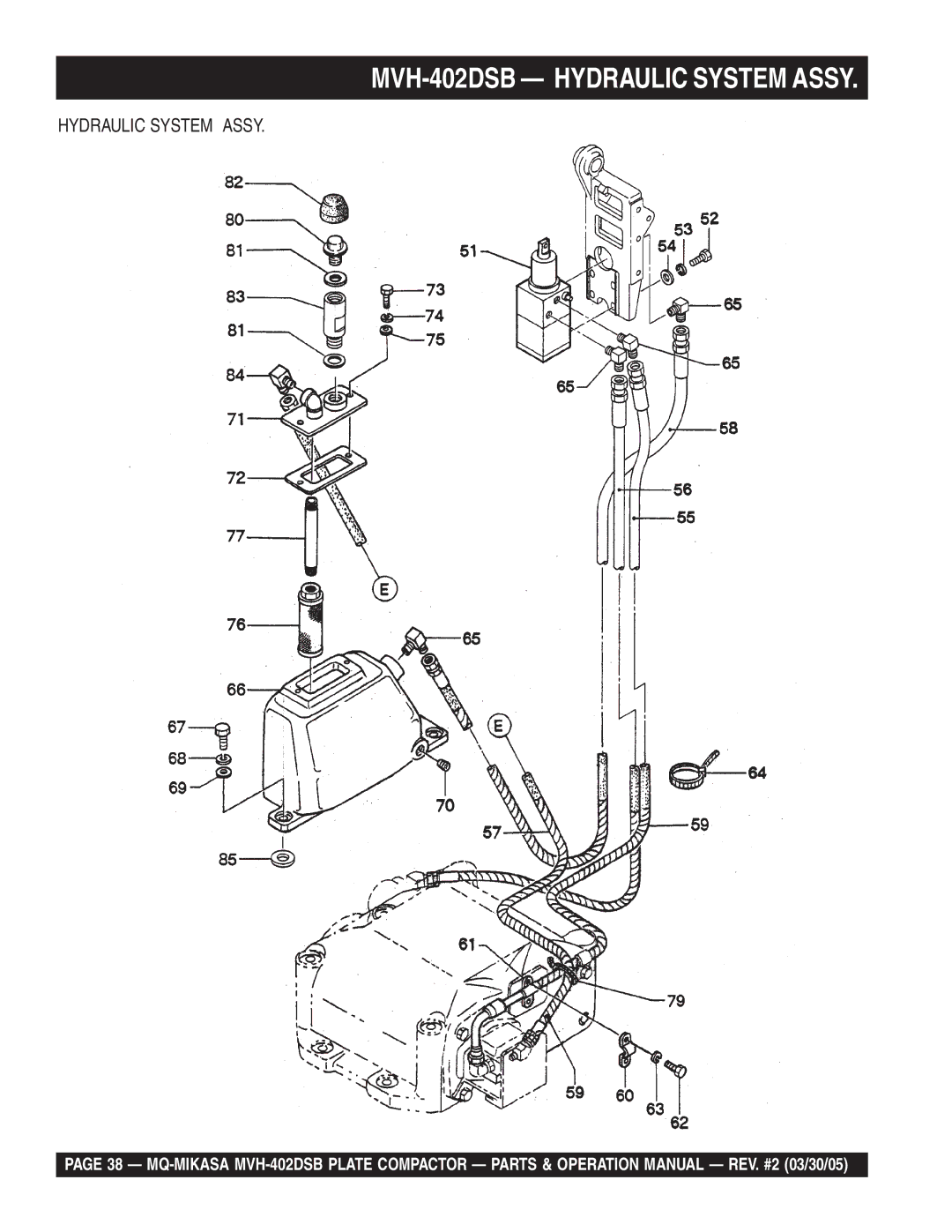 Multiquip manual MVH-402DSB Hydraulic System Assy 