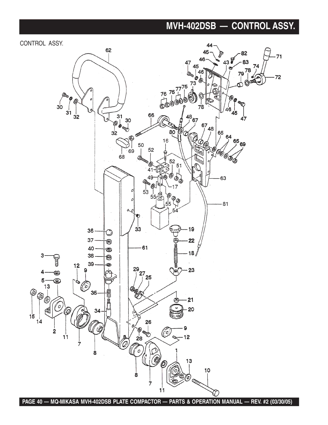 Multiquip manual MVH-402DSB Control Assy 