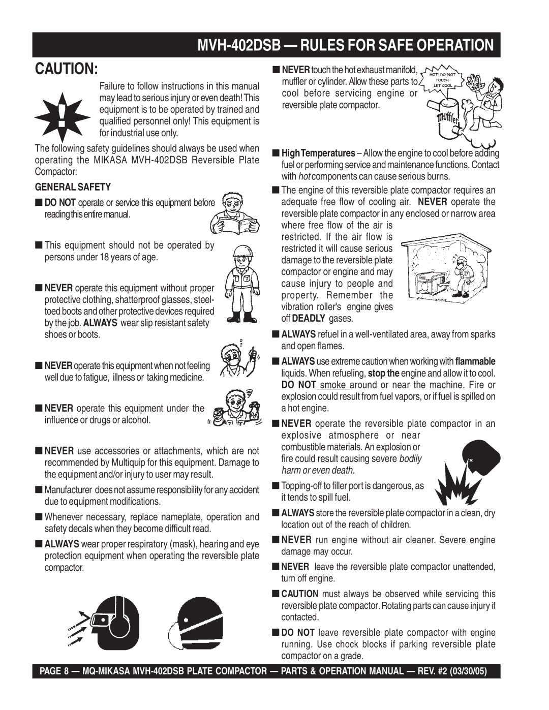 Multiquip manual MVH-402DSB Rules for Safe Operation 