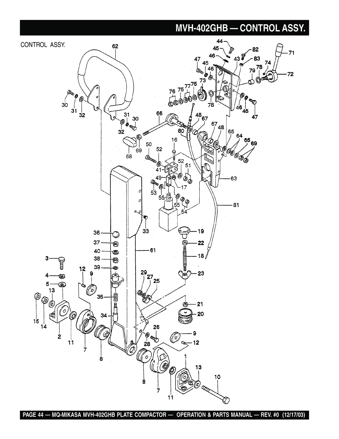 Multiquip manual MVH-402GHB Control Assy 