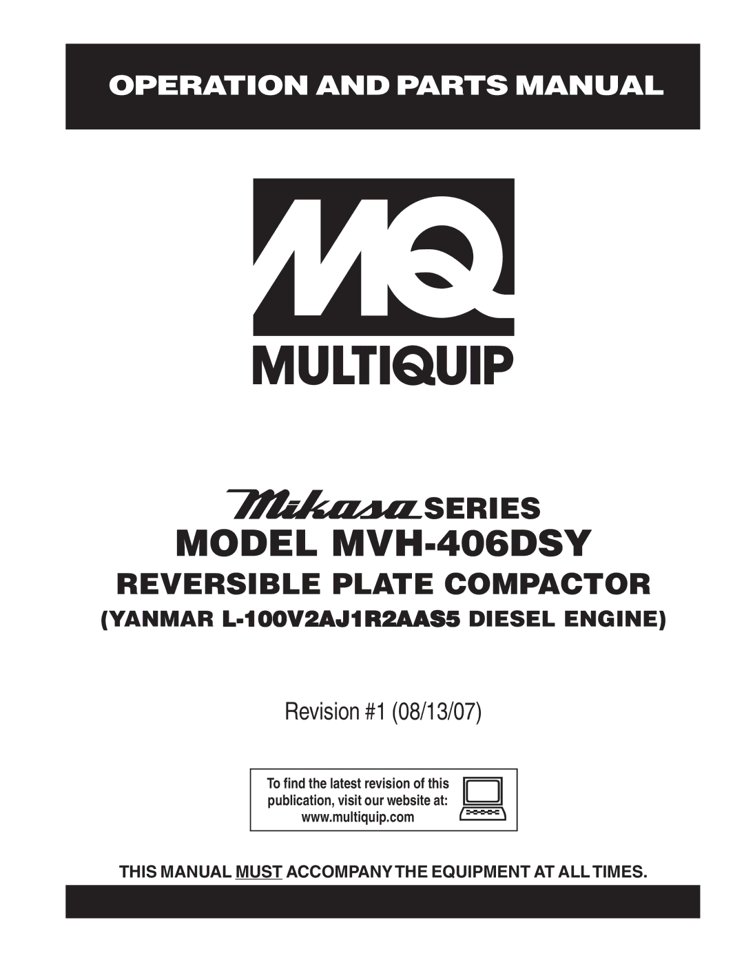 Multiquip manual Model MVH-406DSY 