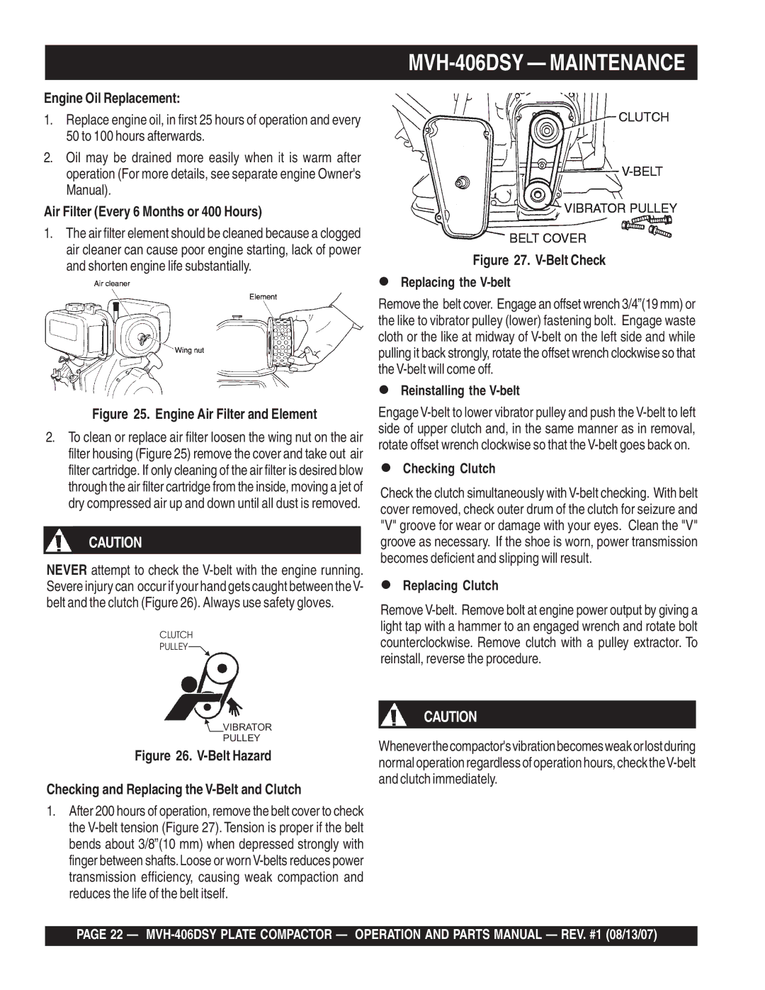 Multiquip manual MVH-406DSY Maintenance 