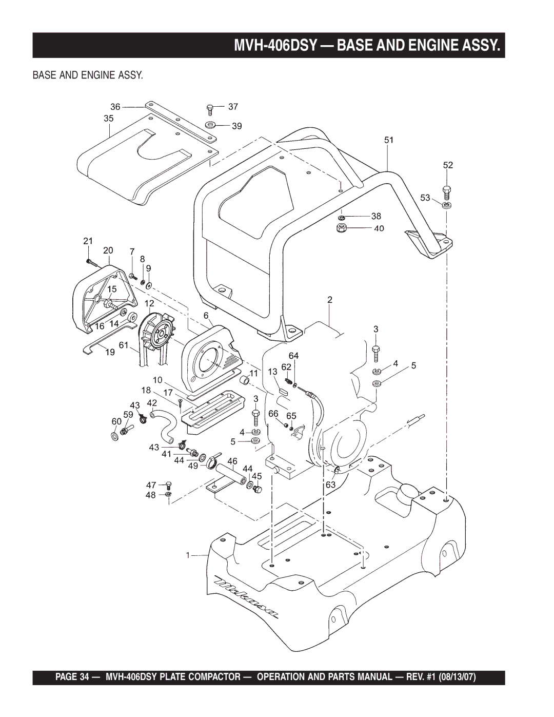 Multiquip manual MVH-406DSY Base and Engine Assy 