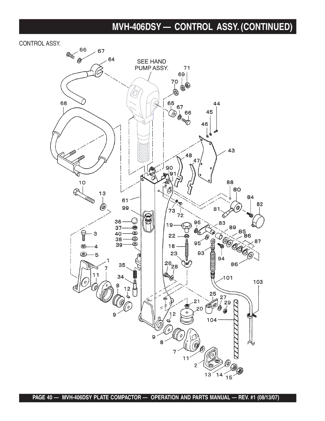 Multiquip manual MVH-406DSY Control Assy 