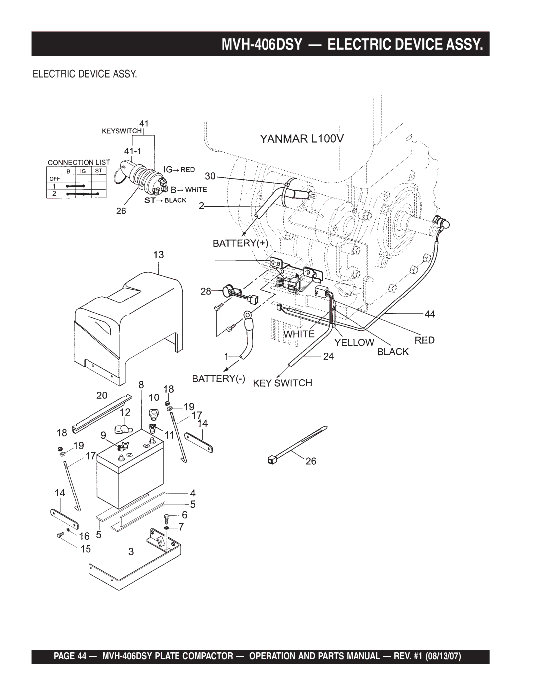 Multiquip manual MVH-406DSY Electric Device Assy 