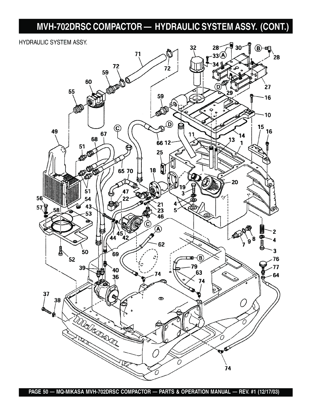 Multiquip manual MVH-702DRSC Compactor Hydraulic System ASSY 