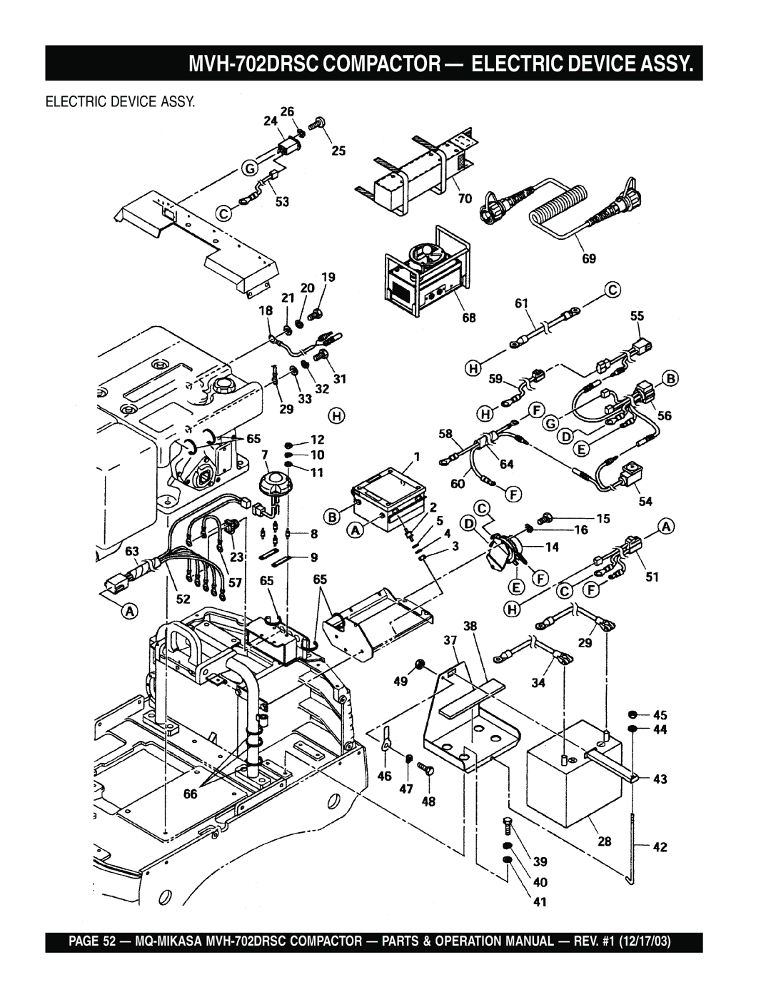 Multiquip manual MVH-702DRSC Compactor Electric Device Assy 