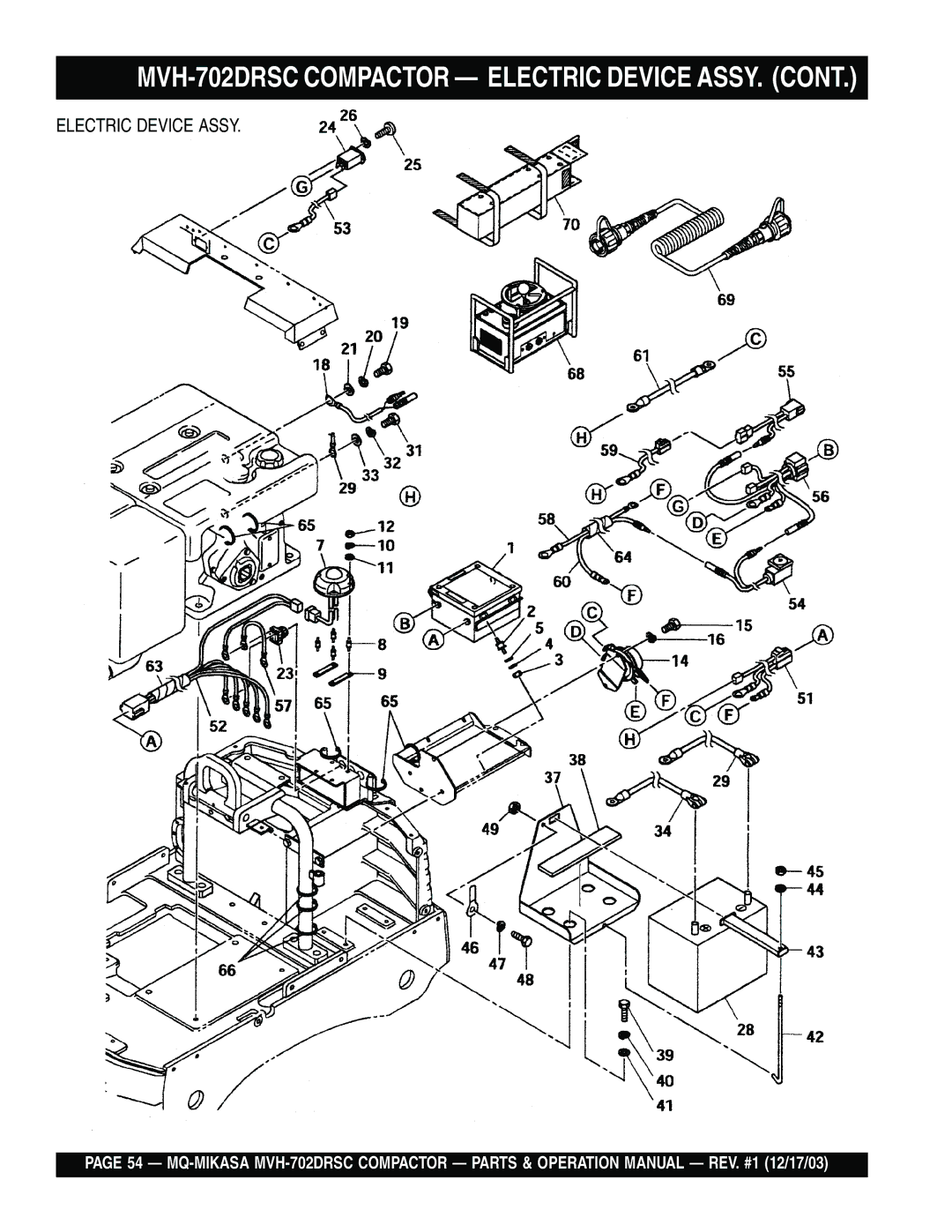 Multiquip manual MVH-702DRSC Compactor Electric Device ASSY 