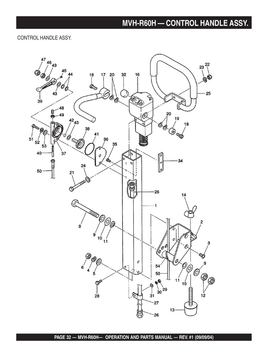 Multiquip manual MVH-R60H Control Handle Assy 