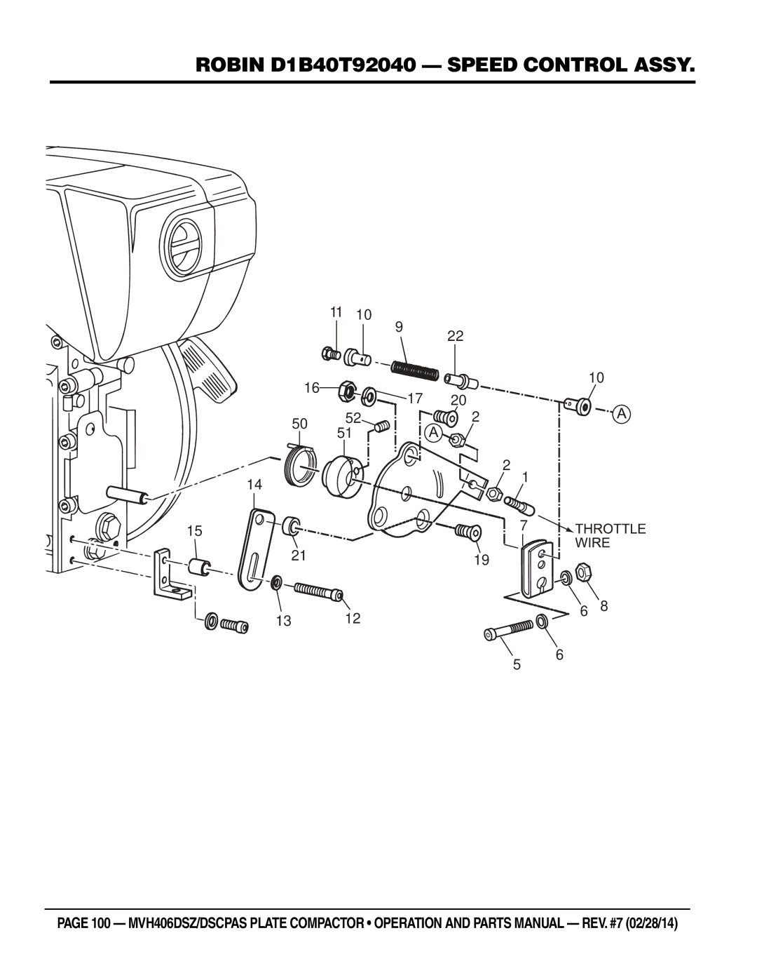 Multiquip MVH406DSZ, MVH406DSCPAS manual Robin D1B40T92040 speed control Assy 