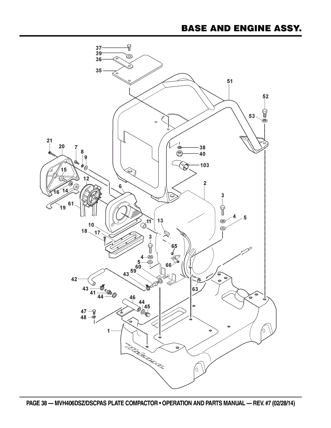 Multiquip MVH406DSZ, MVH406DSCPAS manual Base and Engine Assy 