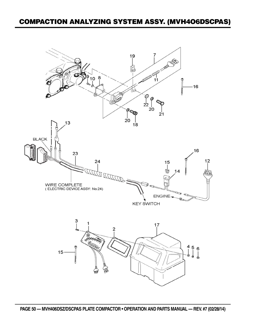 Multiquip MVH406DSZ, MVH406DSCPAS manual COMPACTION Analyzing System ASSY. mVH4O6DSCPAS 