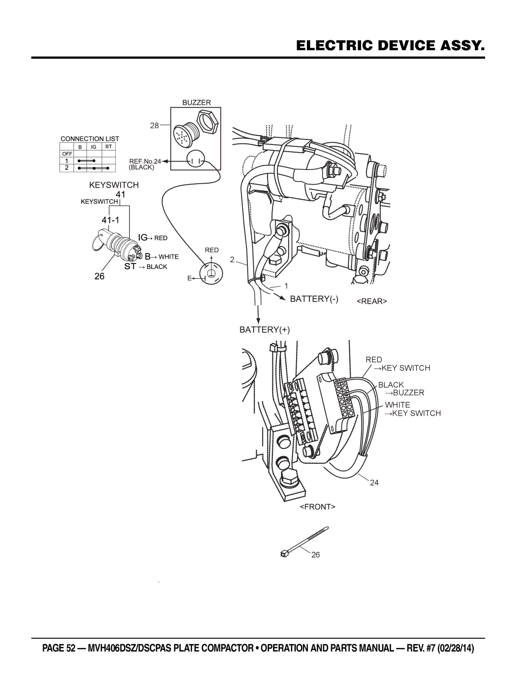 Multiquip MVH406DSZ, MVH406DSCPAS manual Electric Device Assy 