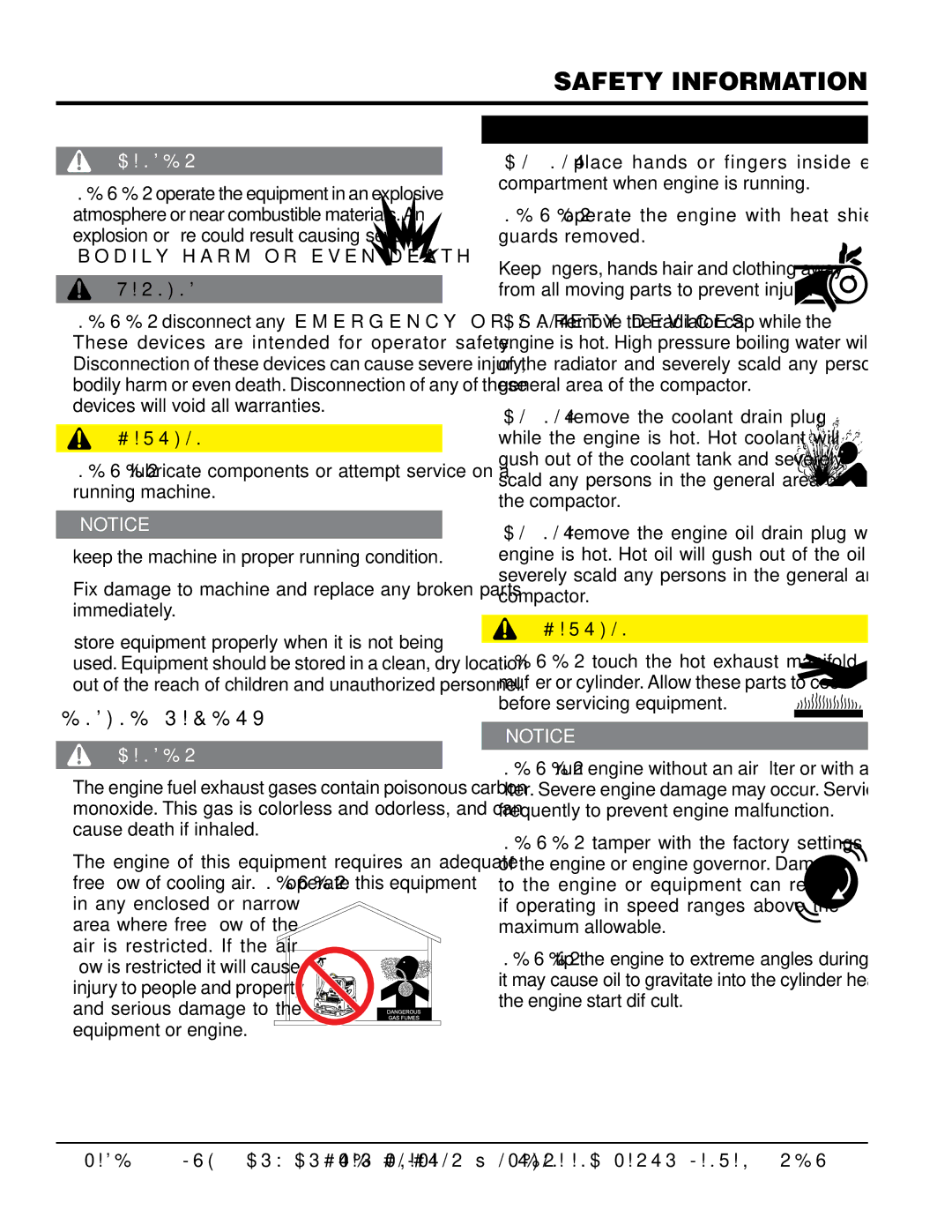 Multiquip MVH406DSZ, MVH406DSCPAS manual Engine saFeTY, Before servicing equipment 