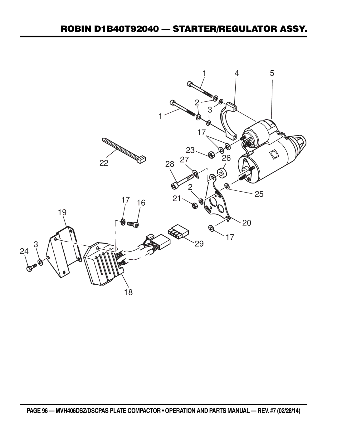 Multiquip MVH406DSZ, MVH406DSCPAS manual Robin D1B40T92040 starter/REGULATOR Assy 