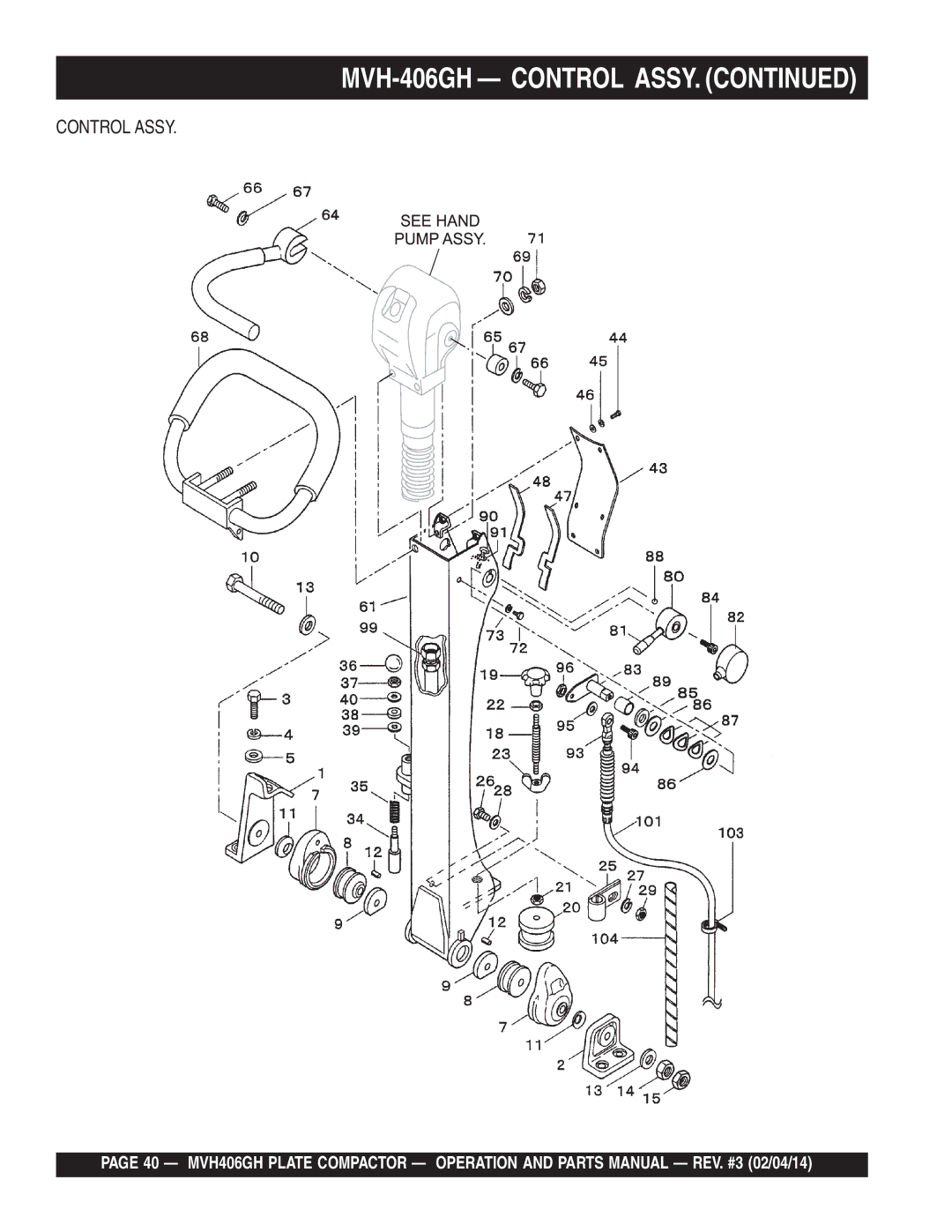 Multiquip MVH406GH manual MVH-406GH Control Assy 