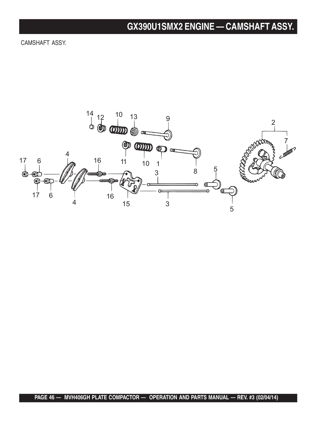 Multiquip MVH406GH manual GX390U1SMX2 Engine Camshaft Assy 