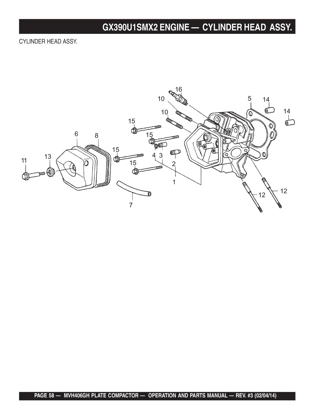 Multiquip MVH406GH manual Cylinder Head Assy 