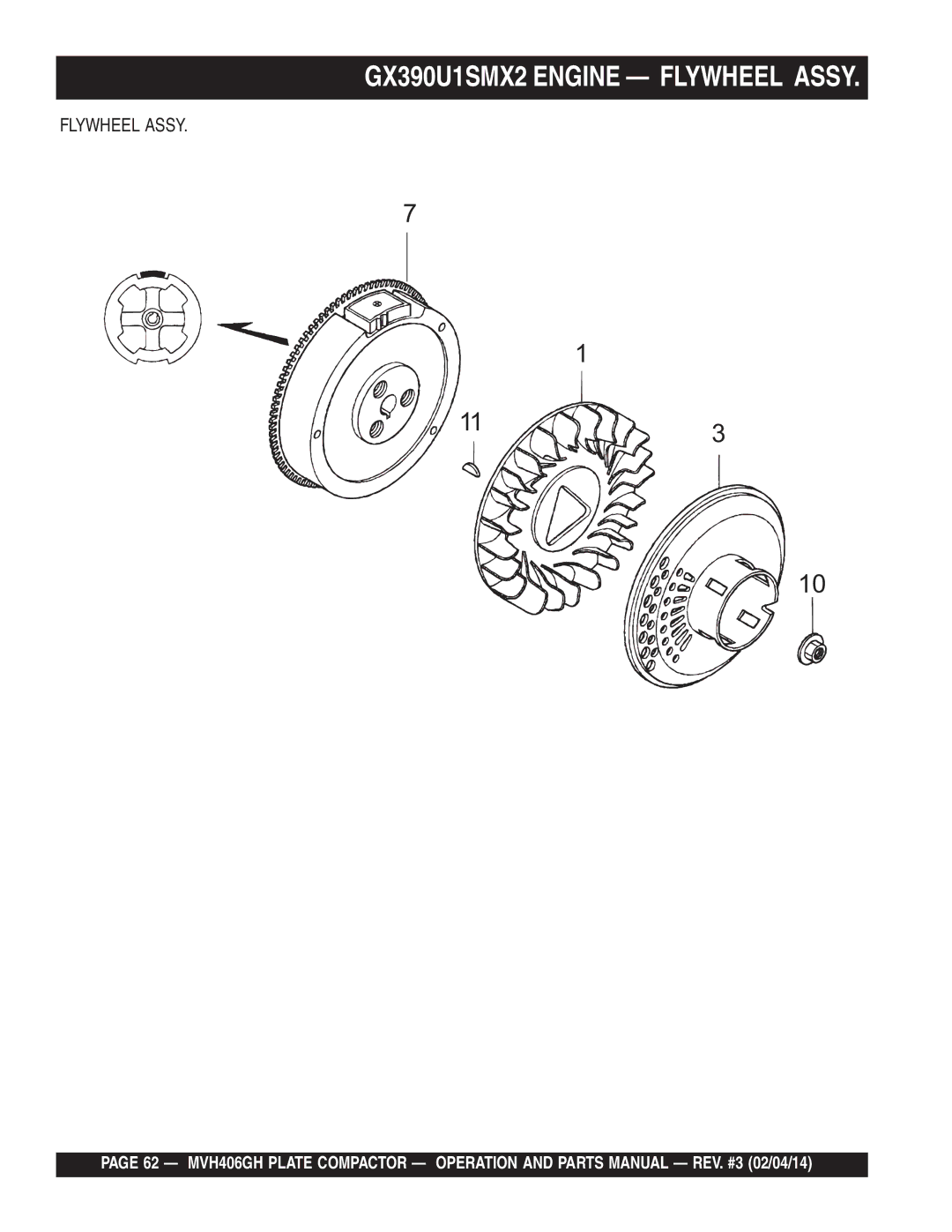 Multiquip MVH406GH manual GX390U1SMX2 Engine Flywheel Assy 