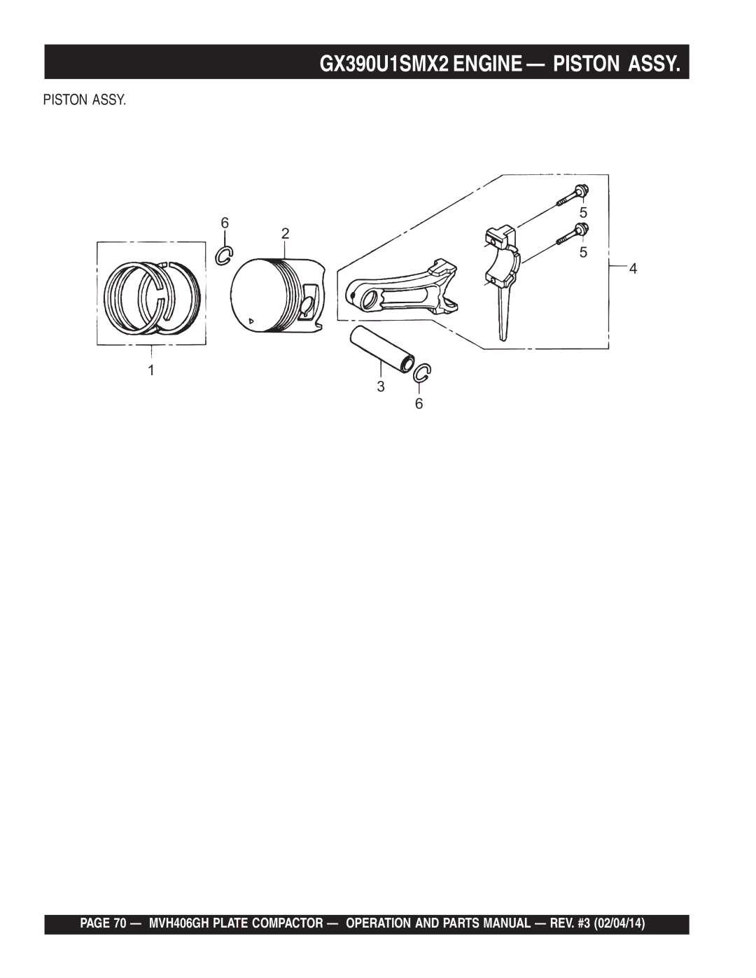 Multiquip MVH406GH manual Piston Assy 