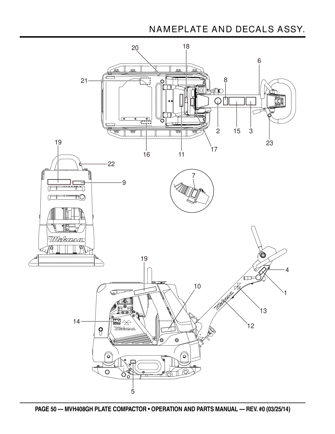 Multiquip MVH408GH manual Nameplate and Decals Assy 