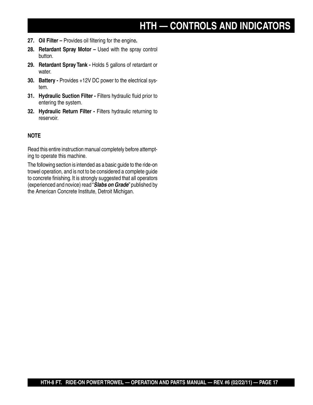 Multiquip N/A manual HTH Controls and Indicators 