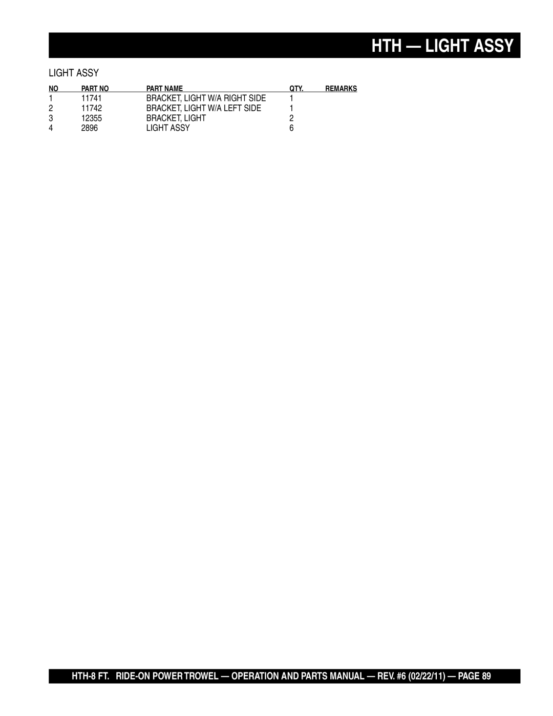 Multiquip N/A manual BRACKET, Light, Light Assy 