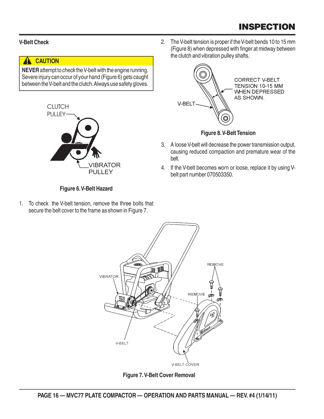 Multiquip ONE-WAY PLATE COMPACTOR manual Clutch Pulley Vibrator 