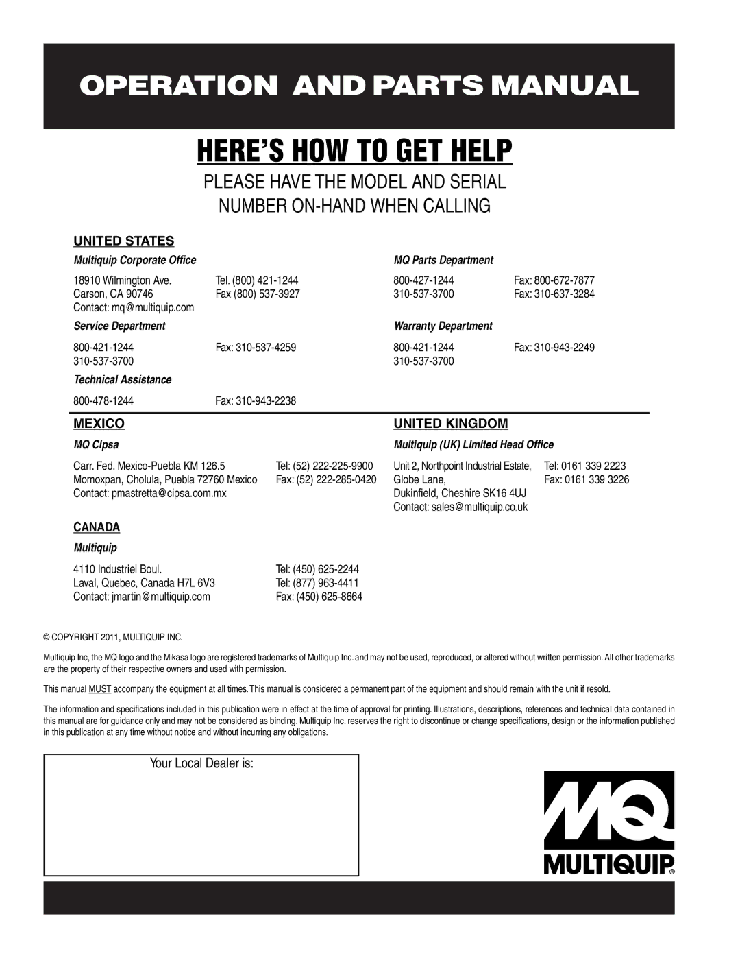 Multiquip ONE-WAY PLATE COMPACTOR manual HERE’S HOW to GET Help 