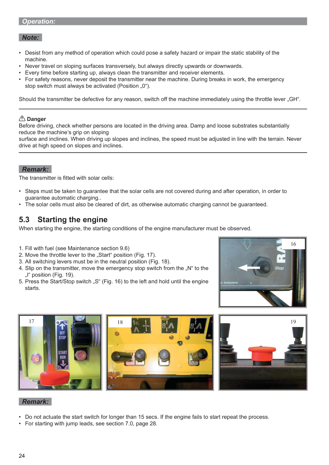 Multiquip P33/24 HHMR operation manual Starting the engine 