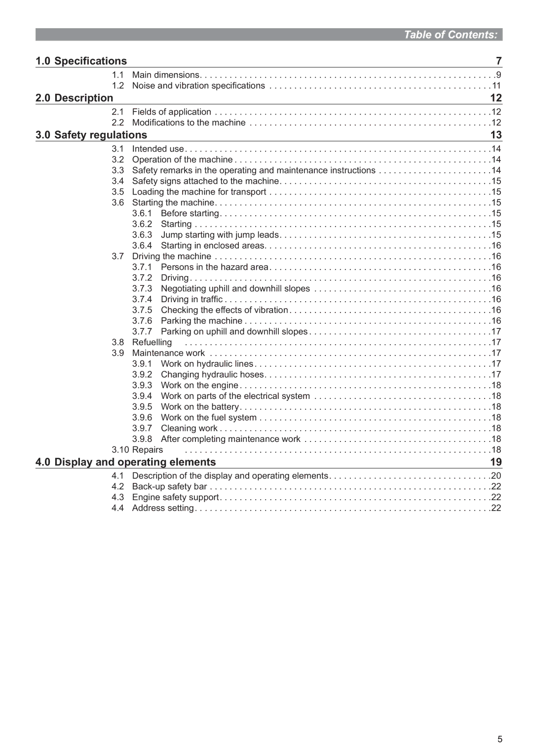 Multiquip P33/24 HHMR operation manual Table of Contents 