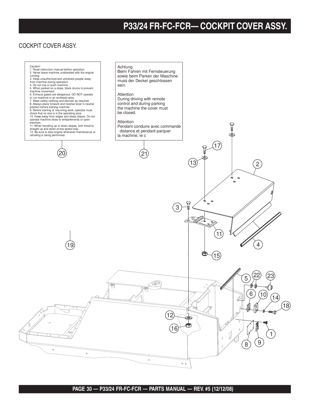 Multiquip manual P33/24 FR-FC-FCR- Cockpit Cover Assy 