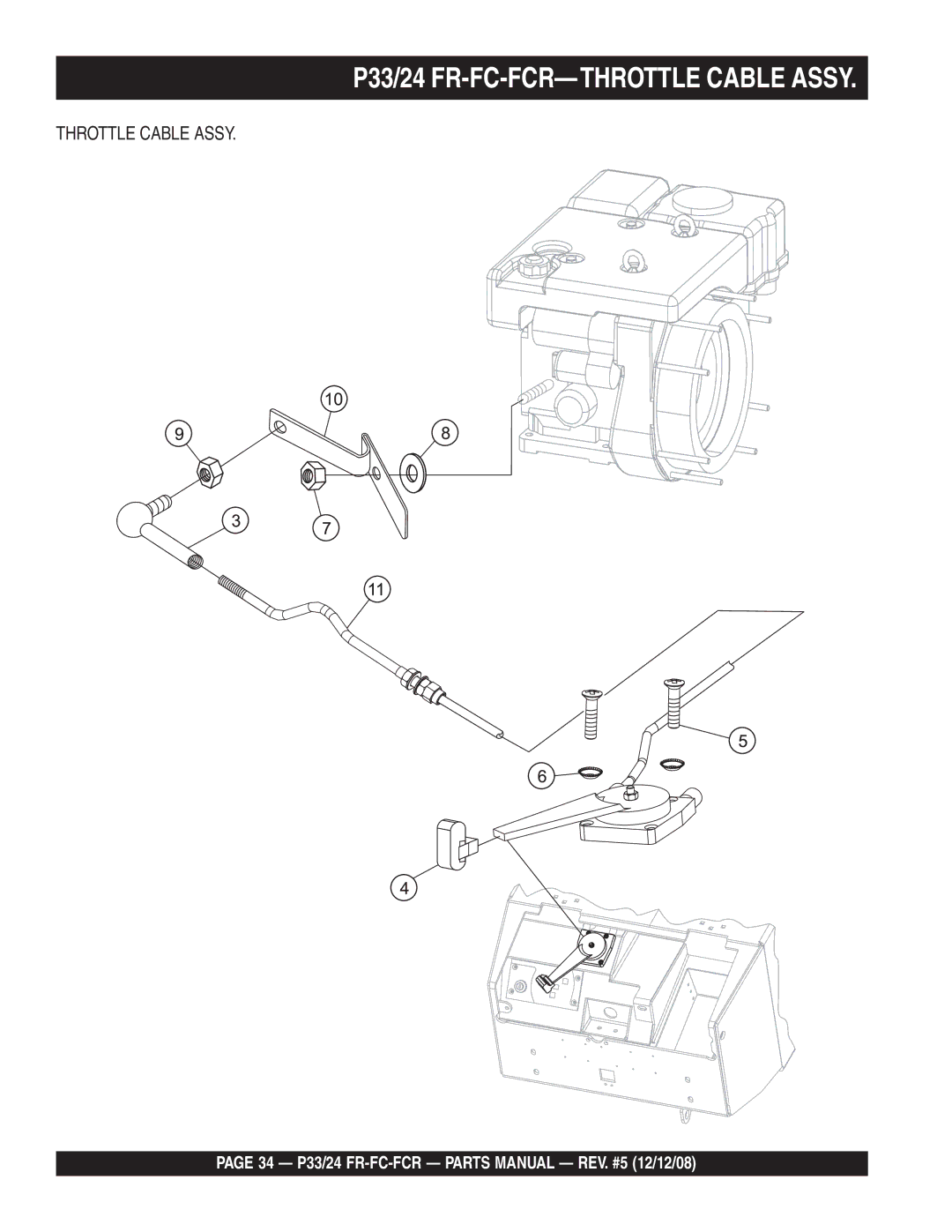 Multiquip manual P33/24 FR-FC-FCR-THROTTLE Cable Assy 