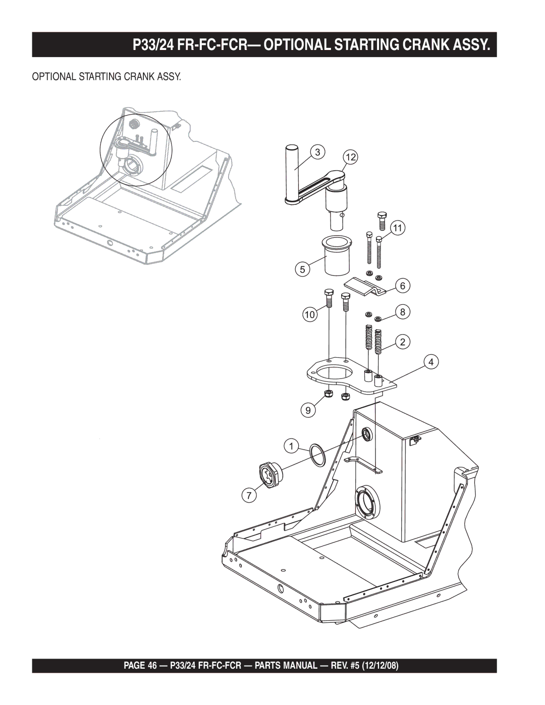 Multiquip manual P33/24 FR-FC-FCR- Optional Starting Crank Assy 