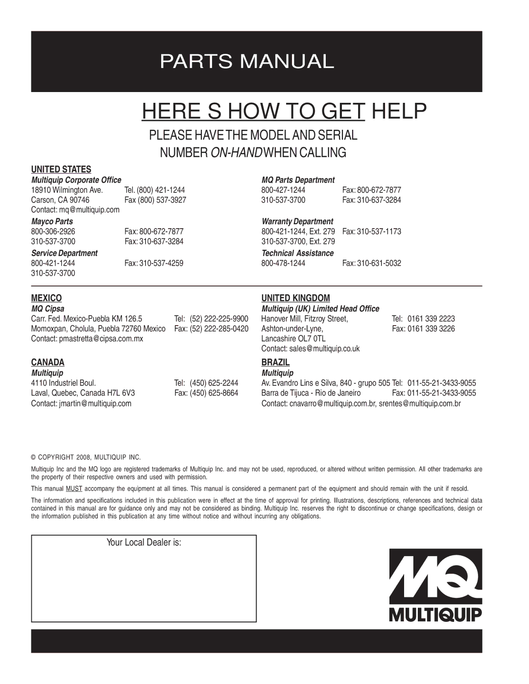 Multiquip P33/24 manual HERE’S HOW to GET Help 