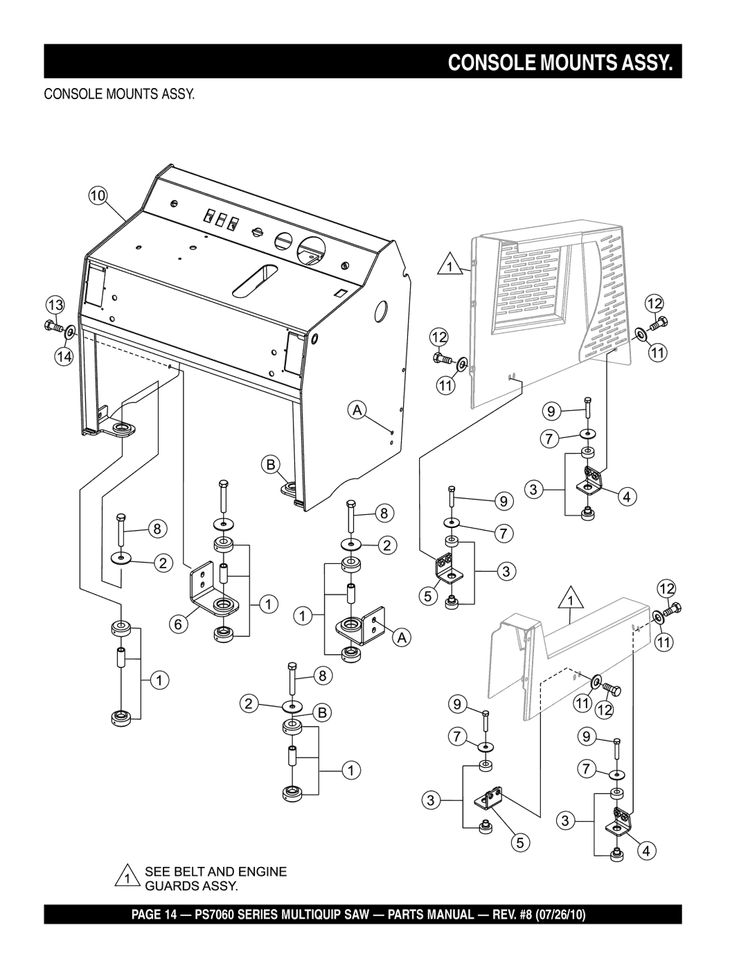 Multiquip PS706016, PS706026, PS706020, PS706036, PS706030 manual Console Mounts Assy 