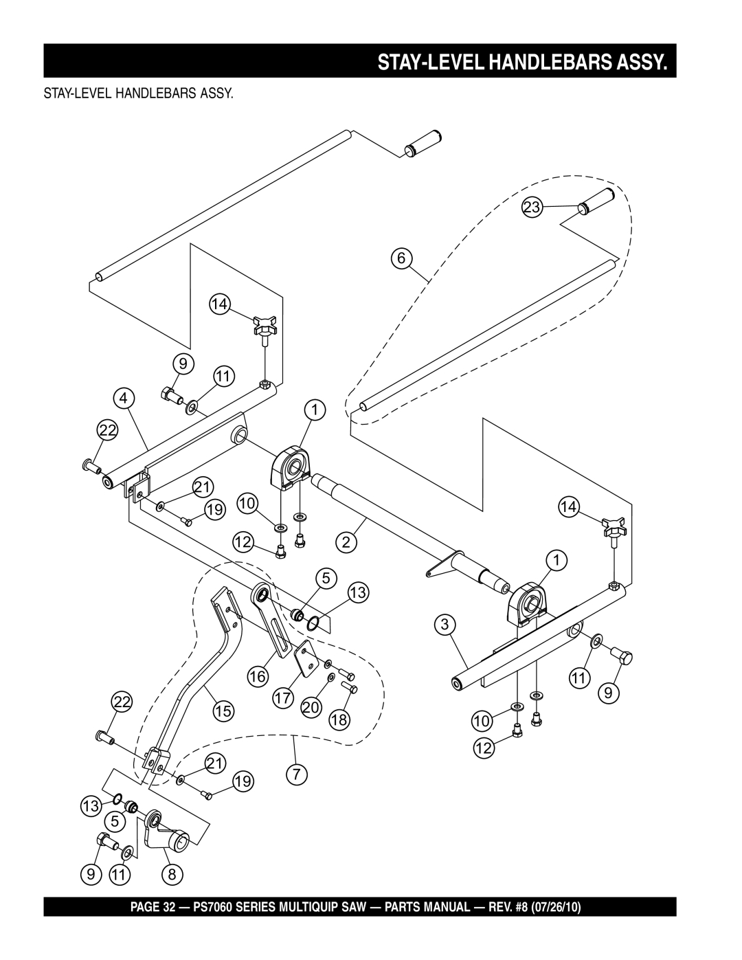 Multiquip PS706036, PS706026, PS706020, PS706030, PS706016 manual STAY-LEVEL Handlebars Assy 