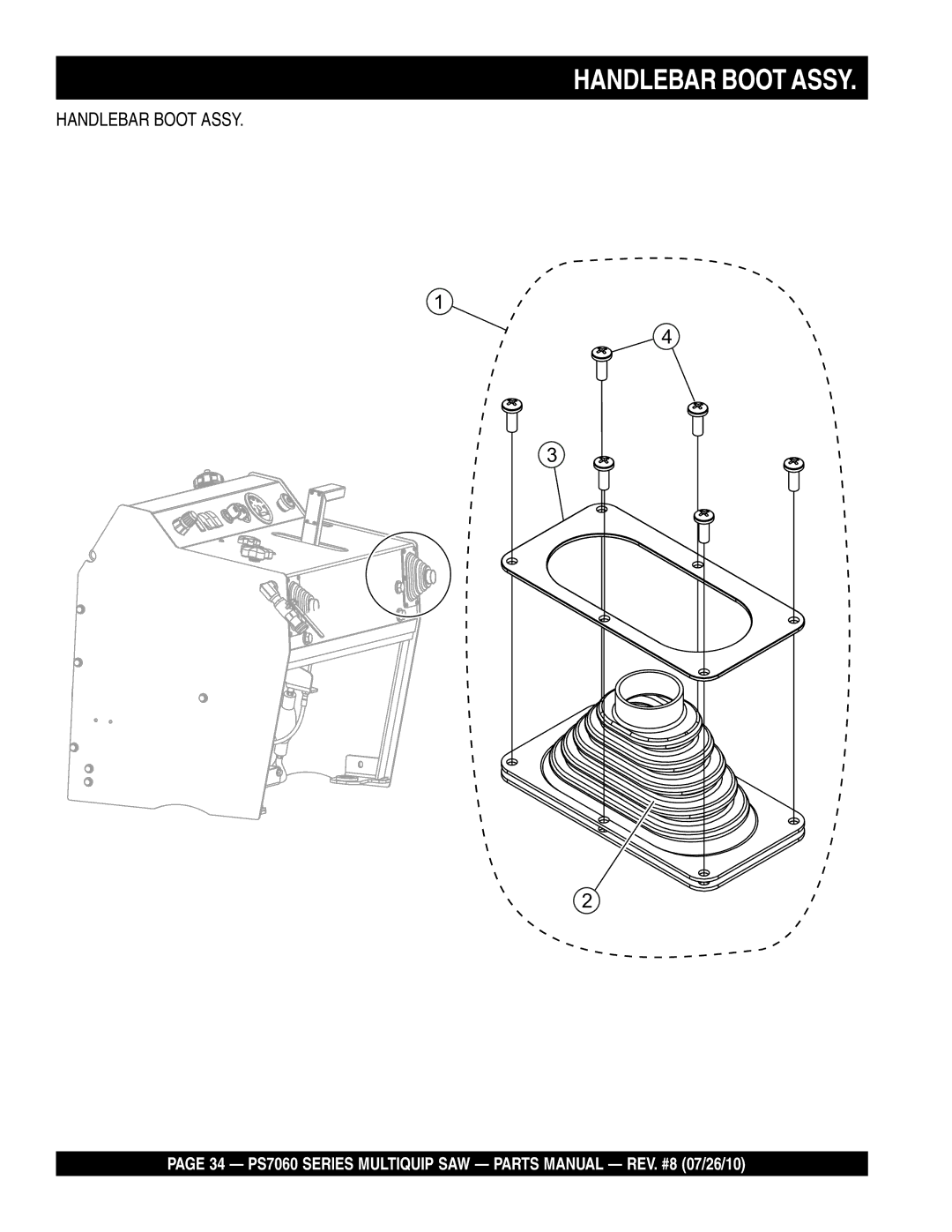 Multiquip PS706016, PS706026, PS706020, PS706036, PS706030 manual Handlebar Boot Assy 