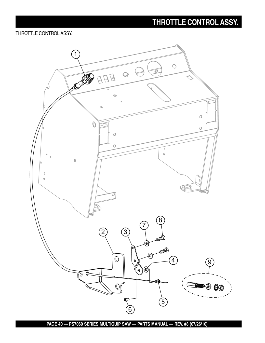 Multiquip PS706026, PS706020, PS706036, PS706030, PS706016 manual Throttle Control Assy 