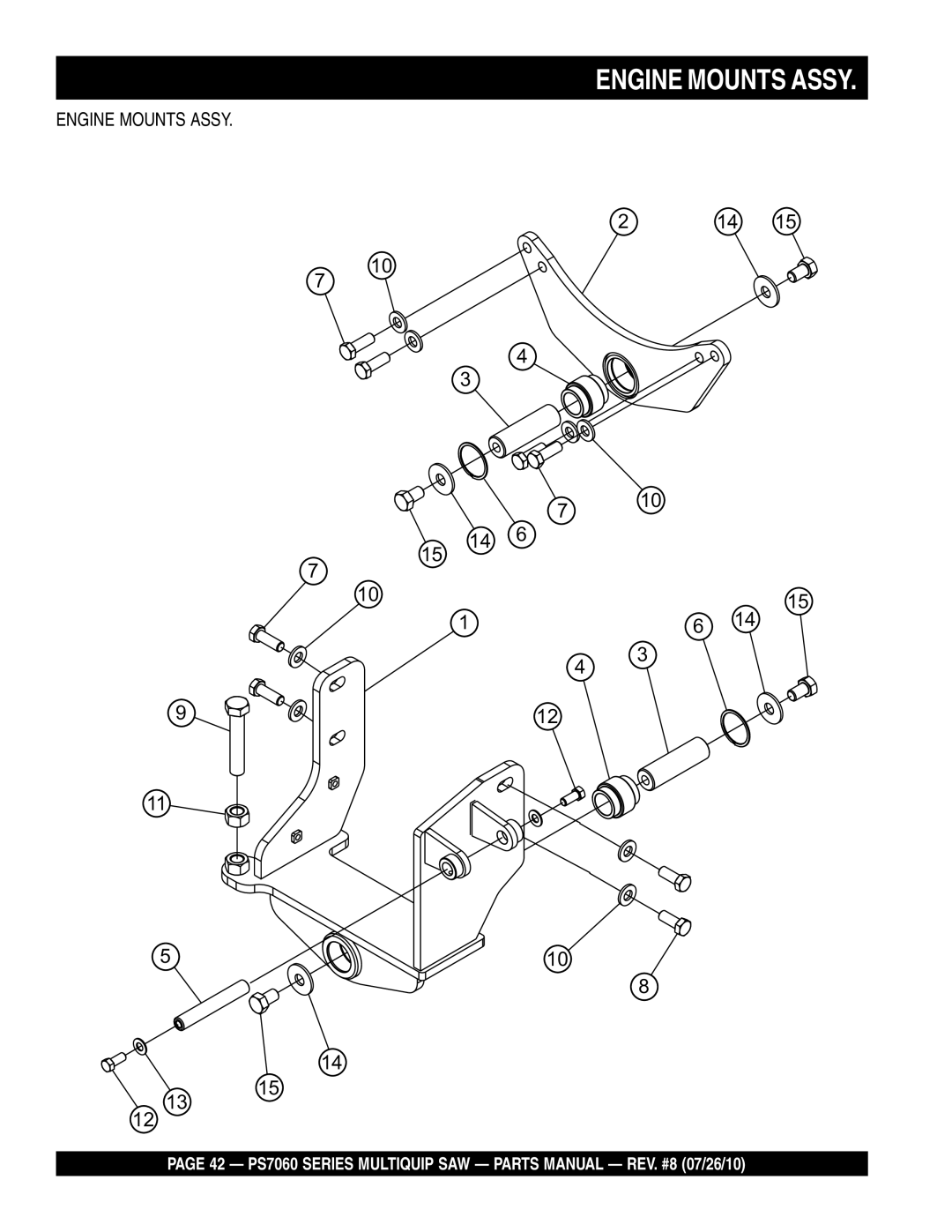 Multiquip PS706036, PS706026, PS706020, PS706030, PS706016 manual Engine Mounts Assy 