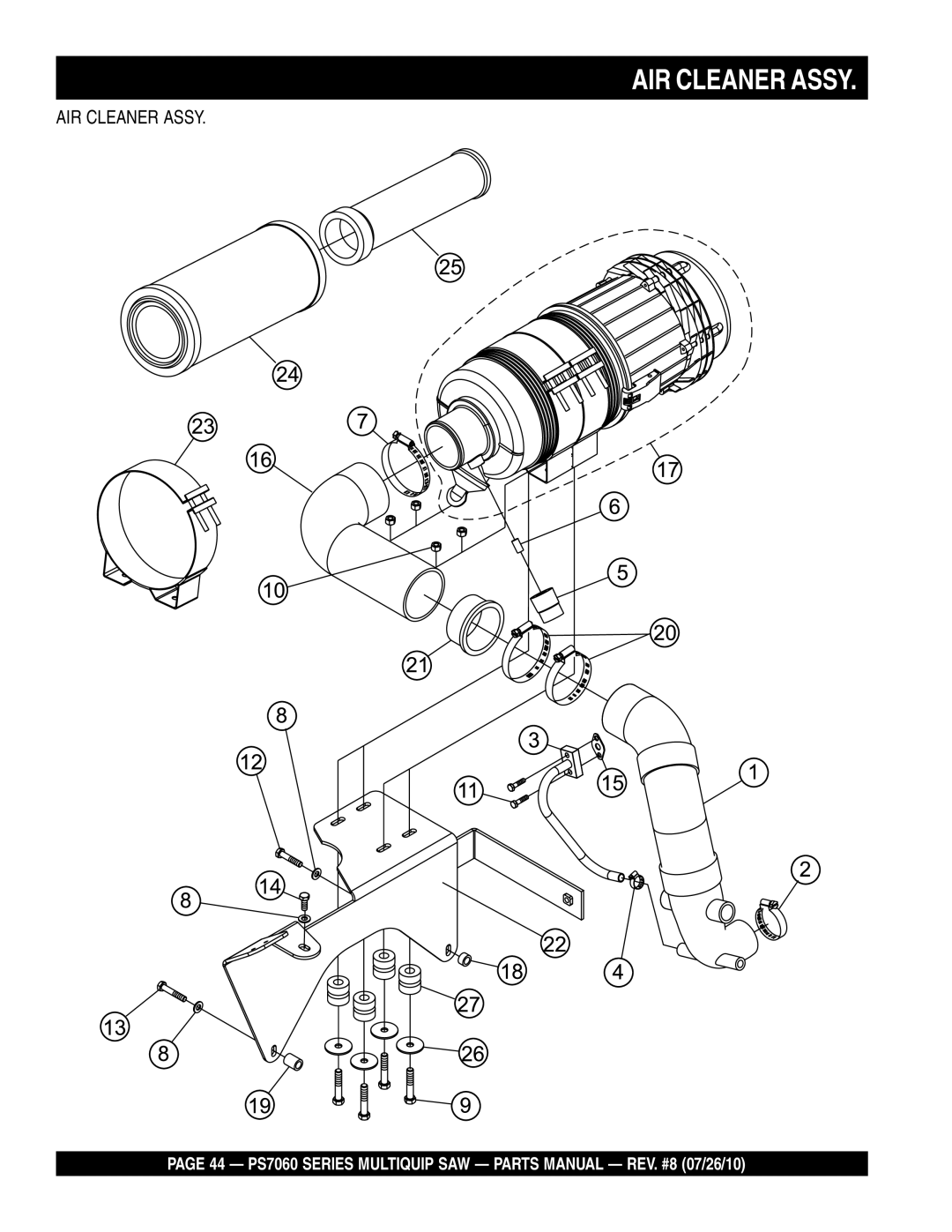 Multiquip PS706016, PS706026, PS706020, PS706036, PS706030 manual AIR Cleaner Assy 