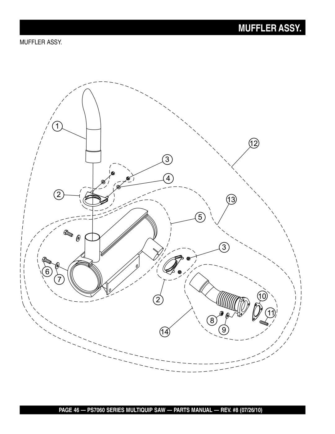 Multiquip PS706020, PS706026, PS706036, PS706030, PS706016 manual Muffler Assy 