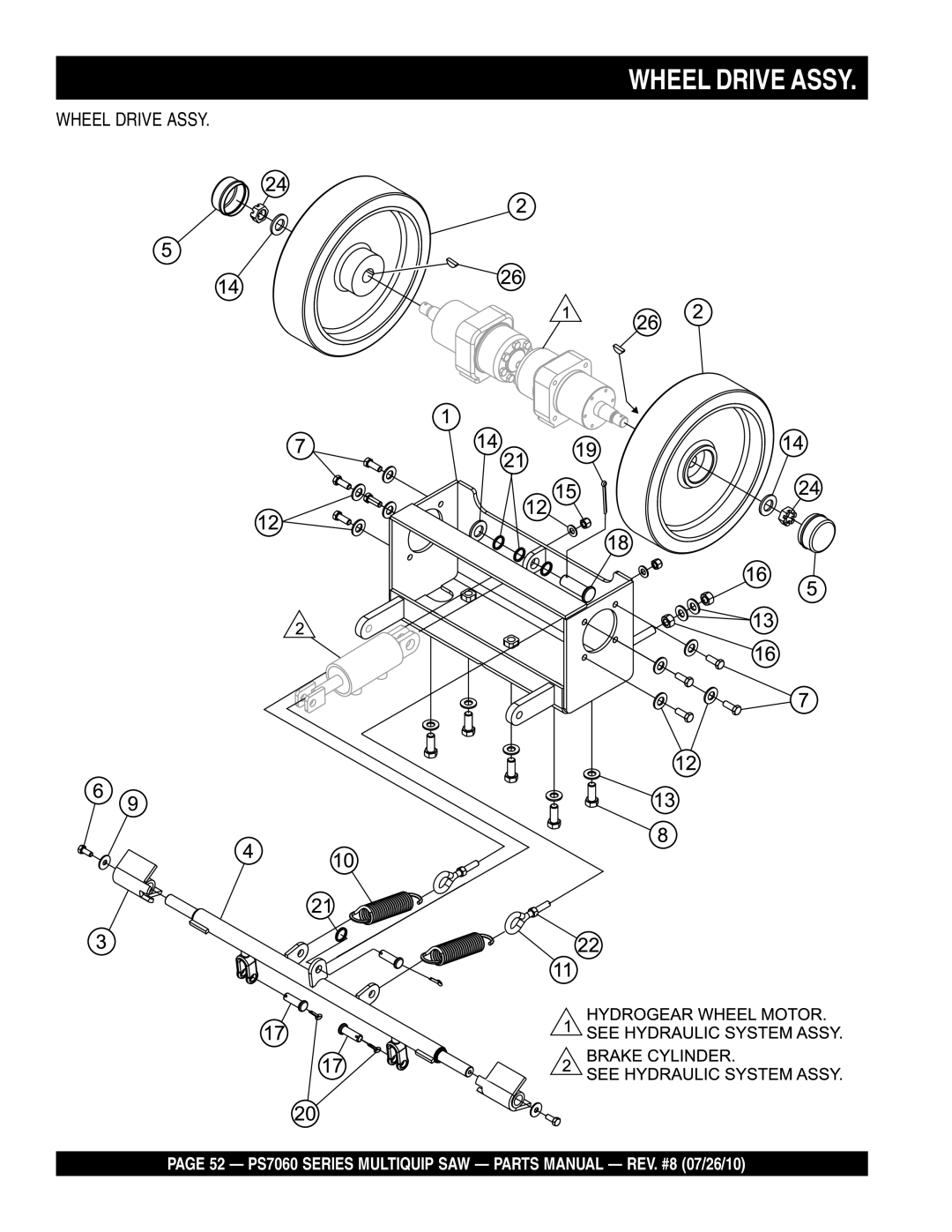 Multiquip PS706036, PS706026, PS706020, PS706030, PS706016 manual Wheel Drive Assy 