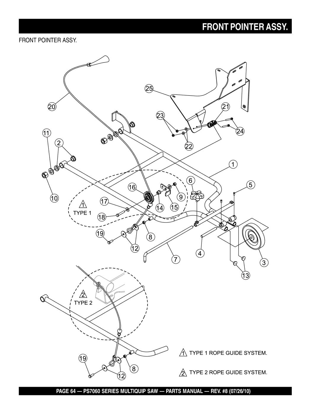 Multiquip PS706016, PS706026, PS706020, PS706036, PS706030 manual Front Pointer Assy 